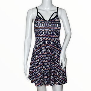 Victoria's Secret Pink Dress Womens‎ XS Black White Geometric Strappy Skater Y2K